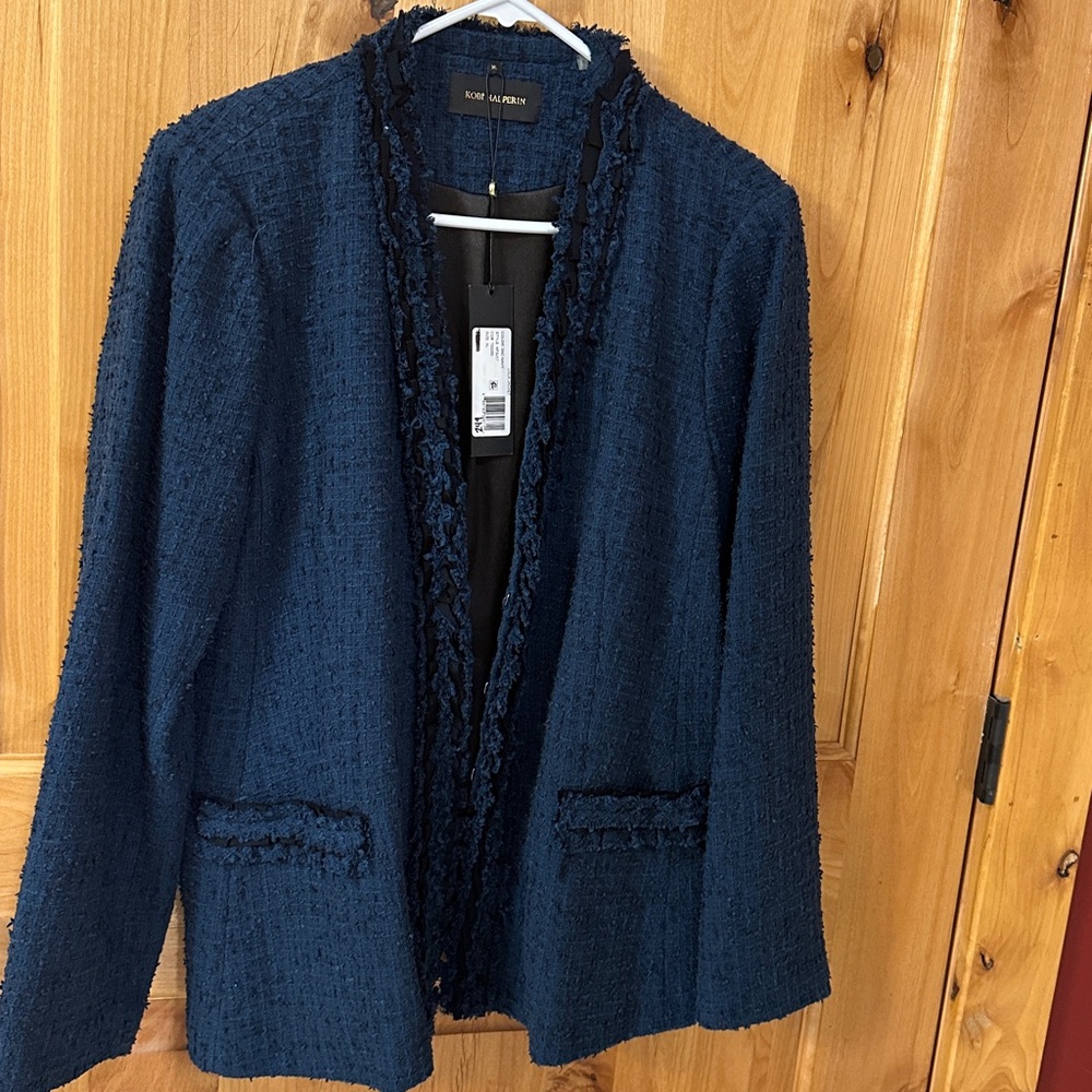 Ellen Tracy Navy Textured Jacket
